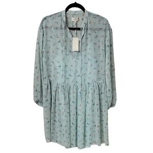 Melloday Mint Green Lined Chiffon Loose Fit Babydoll Dress Womens Small NWT